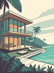 resort with palm trees