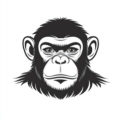 Obraz premium Black and white illustration of a chimpanzee's head.
