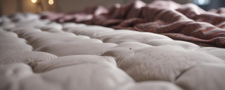 D?tail d'un acarien vu en gros plan sur un matelas, montrant ses pattes et son corps, d?tail, matelas, microscopie