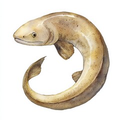 An illustration of a slender eel-like fish, showcasing its smooth body and distinctive features, ideal for educational use.