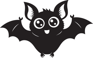 bat with wings, cute bat icon silhouette vector