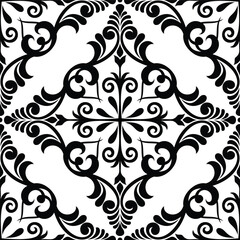 Abstract floral seamless pattern. Black and white ornament. Modern stylish texture repeating. Vector background.