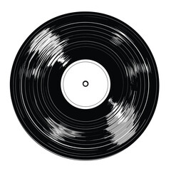 Classic vinyl record with white label, grooves visible.