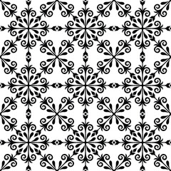 Abstract seamless pattern. Black and white ornament floral. Modern stylish texture repeating. Vector background.