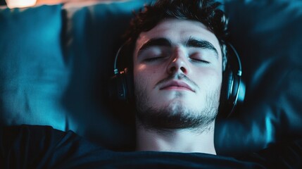Person relaxing with headphones on, enjoying a moment of solitude and personal entertainment, embracing the power of music to rejuvenate and escape from daily stress.