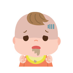 嘔吐する苦しそうな赤ちゃん　イラスト
