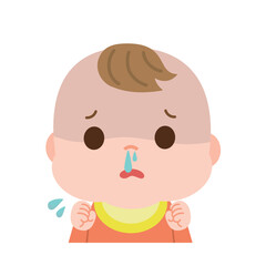 鼻水が出て苦しそうな赤ちゃん　イラスト