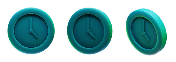 Cute 3D Clock Icon Render with Transparent Background – Minimalist Design