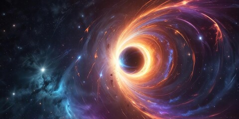 Obraz premium Swirling lights and stars in an abstract cosmic background, glowing, hypnotic, colorful