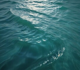 Obraz premium Softly rippling teal water surface with subtle abstract silken waves, peaceful, waves