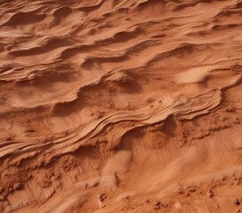 Obraz premium layer of warm terracotta soil with wavy texture and organic curves , soil, geological formations, natural