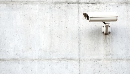 Outdoor CCTV security camera. A modern surveillance camera mounted on a sleek concrete wall, showcasing security technology in urban environments.