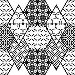 Abstract geometric seamless pattern. Black and white ornament. Modern stylish texture repeating. Vector background.