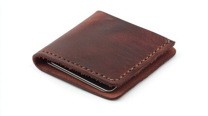 Elegant Brown Leather Wallet with Minimalist Design, Perfect for Cards and Cash Storage, Ideal for Everyday Use and Stylish Accessories