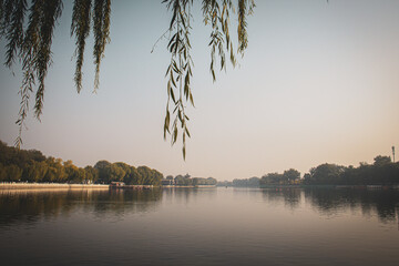 sunset over the river