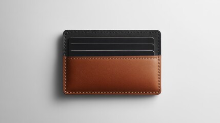 Elegant leather wallet with card slots on a minimalist background highlighting modern design and practical functionality for everyday use and style.