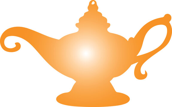 recommend clip art: illustration of a lamp, lamp of Aladdin jug icon silhouette vector style with white background