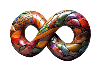 Colorful infinity sculpture displayed in art gallery contemporary design creative environment artistic perspective for enthusiasts