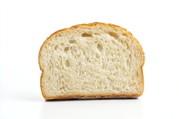 Clean slice of bread isolated on a white background showcasing fresh texture and softness