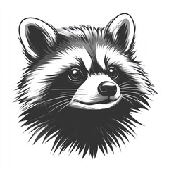 Fototapeta premium Monochrome illustration of a raccoon's head.