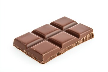 Delicious chocolate bar isolated on clean white background showcasing rich texture