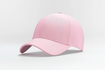 Fototapeta premium Solid-color baseball cap mock up in soft pink on a minimalist background