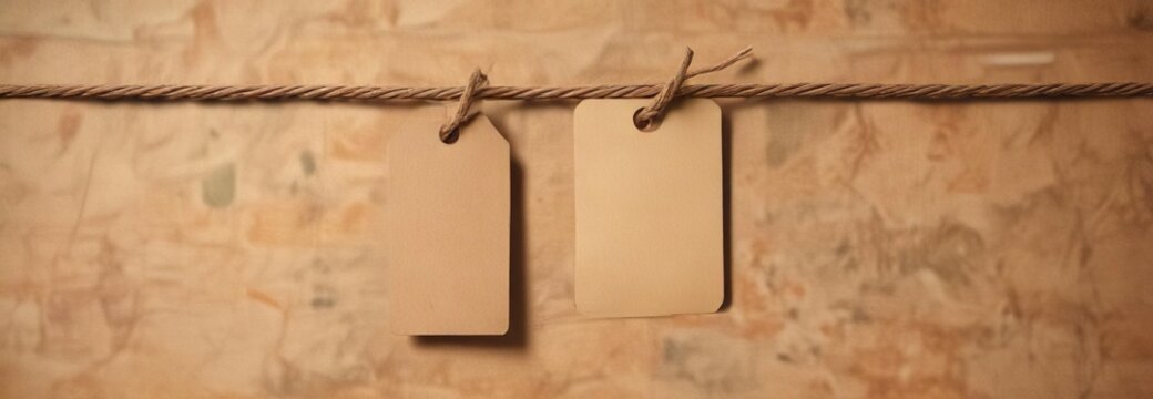 Brown paper tag with a piece of twine hanging loose , packaging, mail, parcel