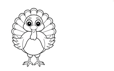 Turkey bird line icon, thanksgiving and farm, turkey vector icon, vector graphics, editable stroke outline sign