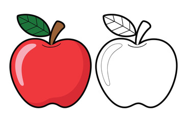 Cartoon apple coloring book. Vector illustration for children