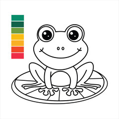 Frog coloring page for a children's book with white background