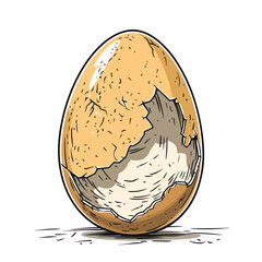 Illustration of whole and cracked eggs, showcasing shell details.