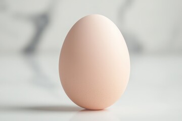 Fototapeta premium Beautiful clean white egg isolated on a minimalistic white background in bright light