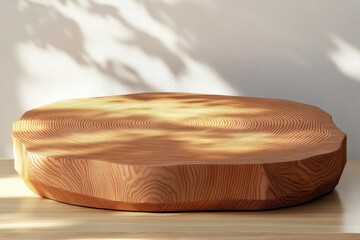 Obraz premium Natural wood slab table showcasing rich textures and warm tones, perfect for modern minimalist decor.