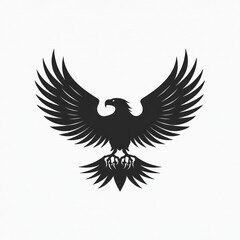 Majestic eagle silhouette with wings spread wide, perched.