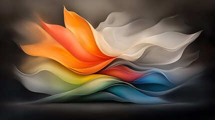 Abstract modern art with bold colorful wave patterns, intricate fluid dynamics, smooth elegant curves, high-impact design, and dynamic energetic composition, stunning textures 