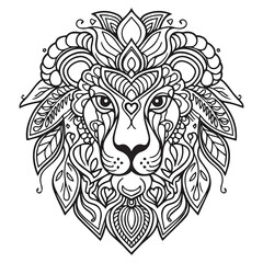 Creative animal head covered by mandala pattern