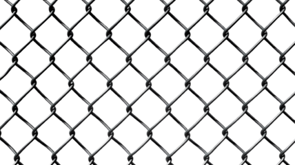 Chain link fence close up isolated on transparent background 