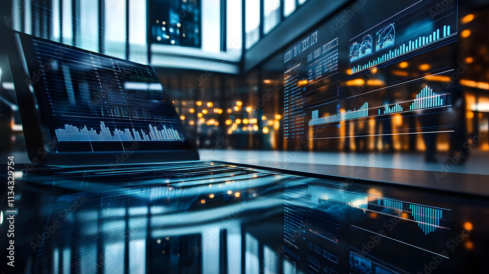 Poster data analytics and key performance indicators on information for business strategy and intelligence.