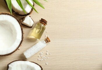 Bottle of coconut oil on white background