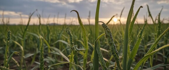 Armyworms feeding on soybeans in North Carolina, soybean leaves eaten, soybeans, yellow stripes