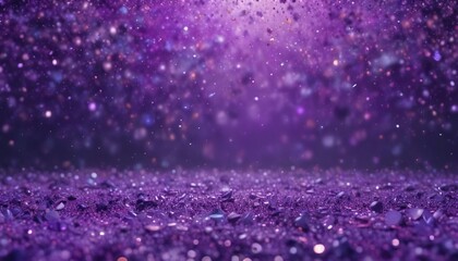 Obraz premium Glittery purple background with scattered dots of different sizes and colors, confetti, festive, purple