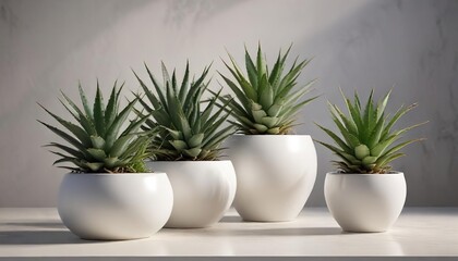 White ceramic pot with multiple aloe vera plants arranged together, greenery, minimalist decor