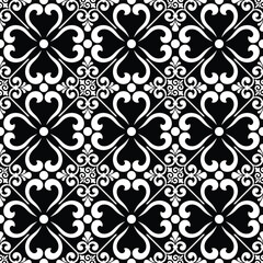 Fototapeta premium Abstract geometric floral seamless pattern. Black and white ornament. Modern stylish texture repeating. Vector background.