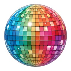 Obraz premium Shiny disco ball halftone sparkling reflections isolated on white background for party and celebration