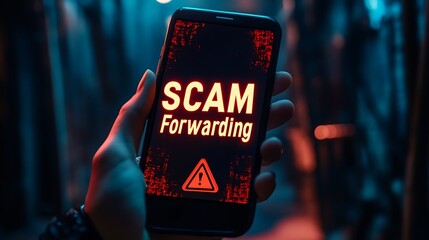 Hand holding a mobile phone with SCAMread briefly