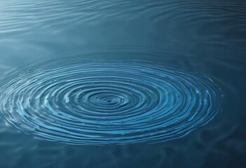 A serene blue water surface with concentric circles and ripples formed by a single splash, lakes, reflection, circles