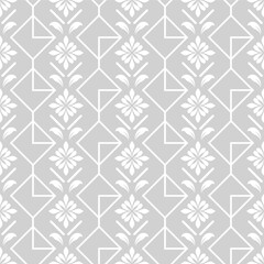 Abstract seamless pattern. Grey and white Ornamental floral ornate background. Vector illustration.