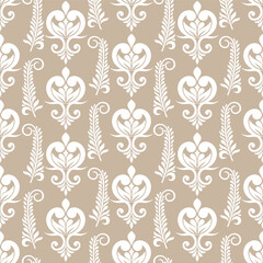 Abstract floral seamless pattern. Biege and white ornament. Modern stylish texture repeating. Vector background.