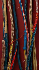 wires isolated red background