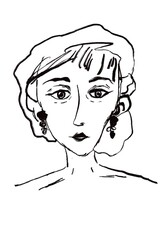 Modern portrait art print printable ink art handmade for download ink drawing 